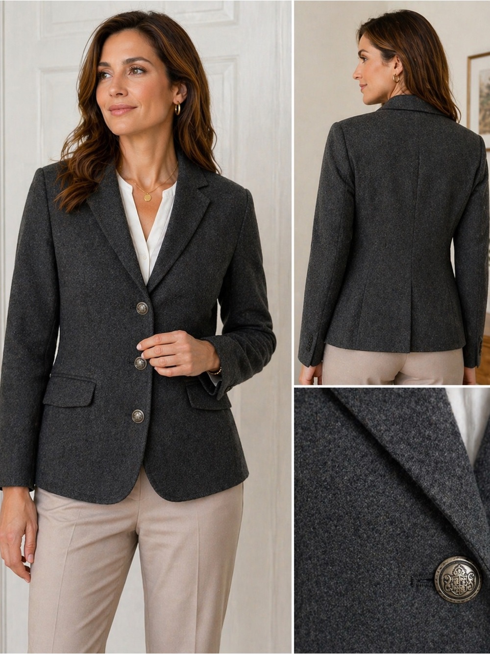 Talbots Charcoal Gray Tailored Women's Blazer size 10